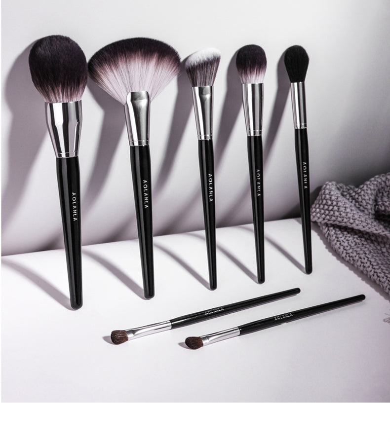 AOLANLA American Masters Professional Makeup Brush Set 11 sets of Powder powder Blush brush Highlight Brush Eyeshadow Brush Beauty Brush with makeup bag Version 55