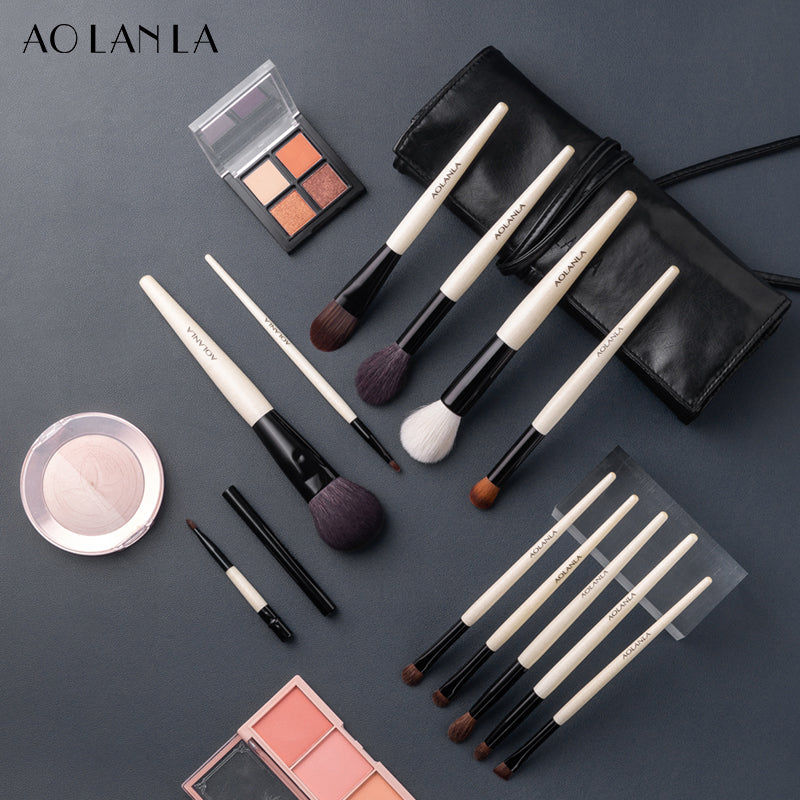 AOLANLA 9 makeup brush set foundation concealer brush powder blush brush eye shadow eyebrow brush lip brush animal hair fiber hair makeup brush gift for girlfriend