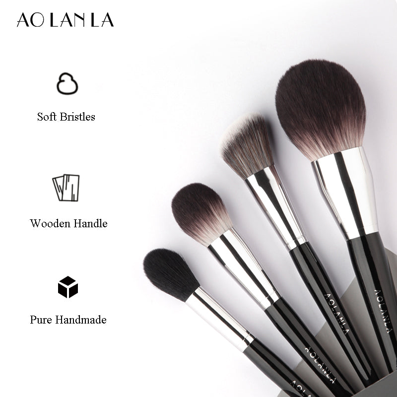 AOLANLA American Masters Professional Makeup Brush Set 11 sets of Powder powder Blush brush Highlight Brush Eyeshadow Brush Beauty Brush with makeup bag Version 55